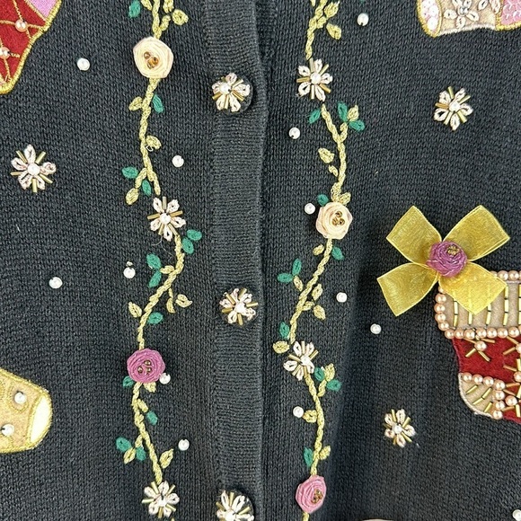 Vintage B.P. design Holiday Christmas Stocking Knit Cardigan, XL - Picture 6 of 8